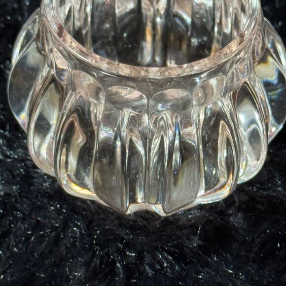 Vintage Crystal Clear Glass Candle Holders Ribbed Design Set Of 2 Elegant - Picture 2 of 6